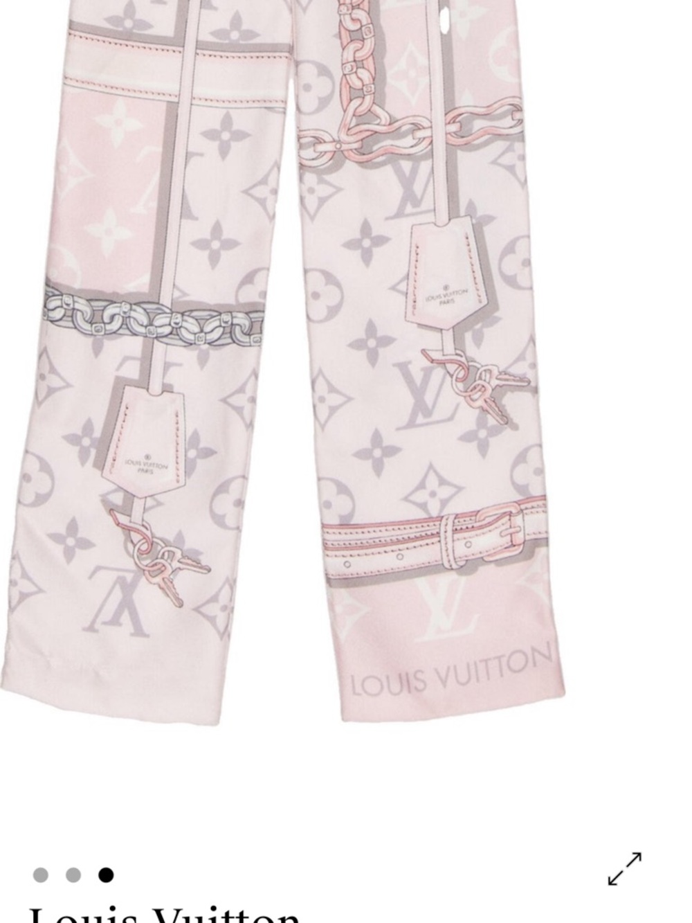 Louis Vuitton Pale Pink Monogram Chain-Print Silk Bandeau - Picture 2 of 3